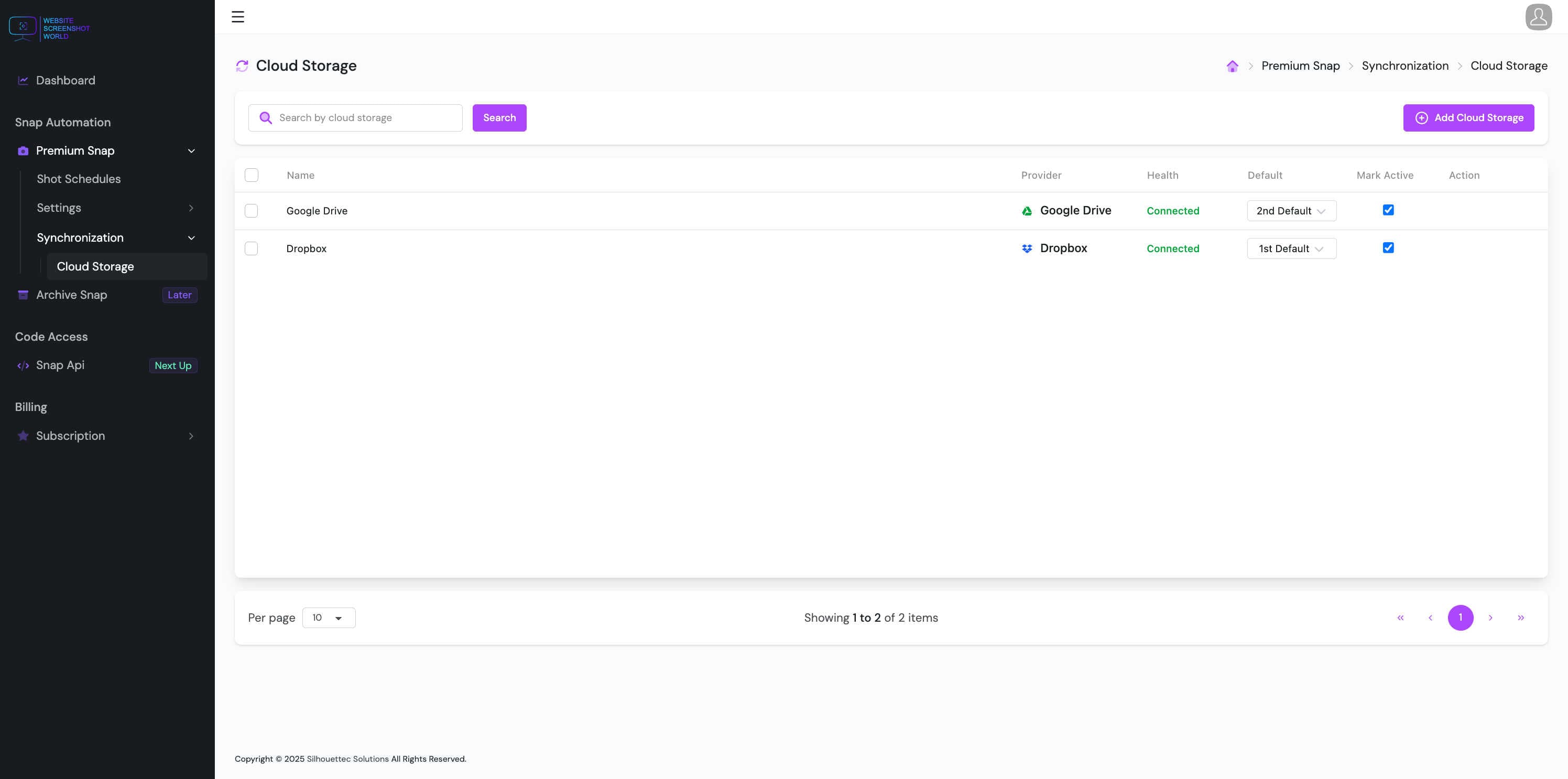 Cloud Storage Profiles